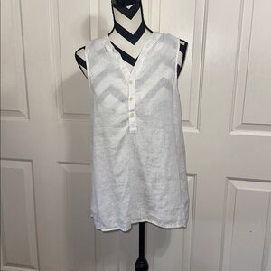 Dylan White Linen Sleeveless Tunic Top